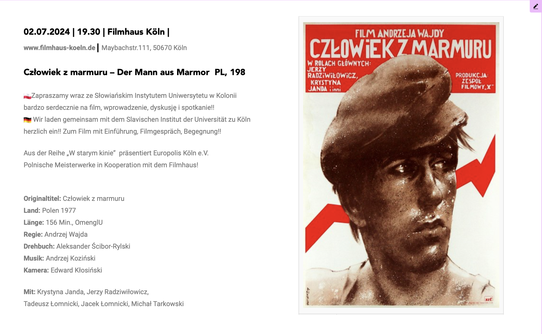 You are currently viewing FILMKLUB „Der Mann aus Marmor”