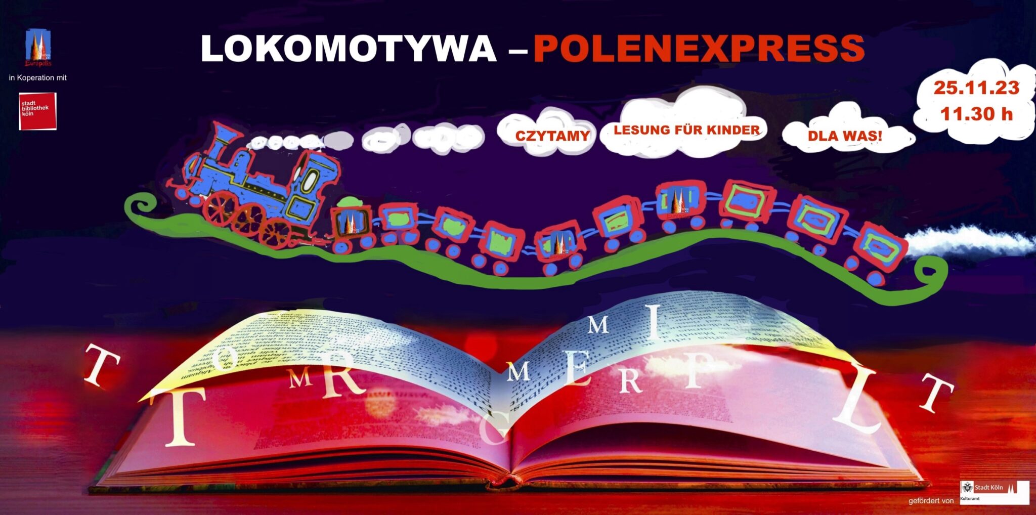 You are currently viewing SZENISCHE KINDERLESUNG „LOKOMOTYWA” – Stadtbibliothek Kalk